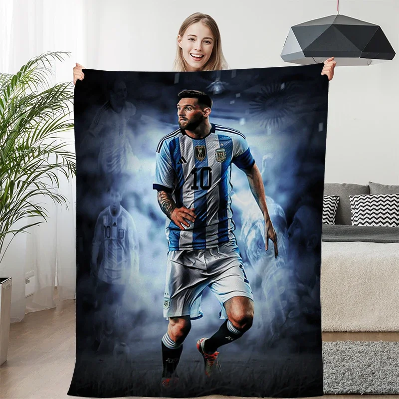 Winter Blanket Sofa Messi Digital Print King Size Warm Knee Bed Fleece Camping Custom Fluffy Soft Blankets Microfiber Bedding 2