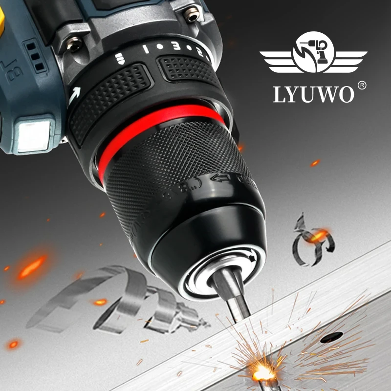 

LYUWO 16V Brushless Cordless Drill - Electric Screwdriver with Self-locking Chuck, 70N.m Torque, 20+1 Torque Settings