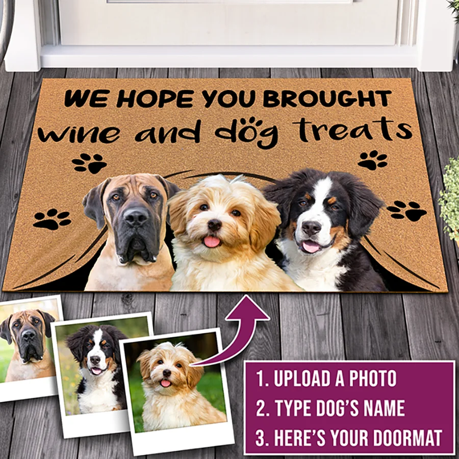 Personalized Doormat - 'Peeking Dog No Need To Knock I Know You're Here' Funny Welcome Mat, 35.4x23.6 Inches, Non-Slip Rubber Back