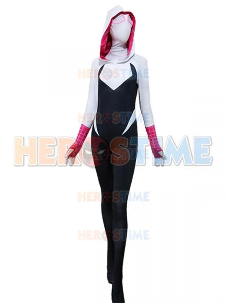 

Новый женский костюм для косплея Gwen ACROSS, костюм с 3D принтом для взрослых, детей, девочек, женщин, съемная маска, костюм супергероя зентай, боди с капюшоном