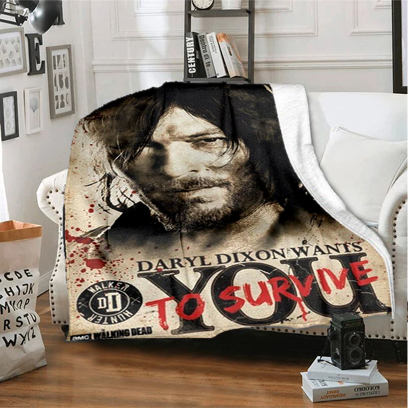 

Horror Movie Walking Dead Printing Pattern Fashion Flannel Blanket Living Room Bedroom Bed Sofa Insulation Blanket Bed Blanket
