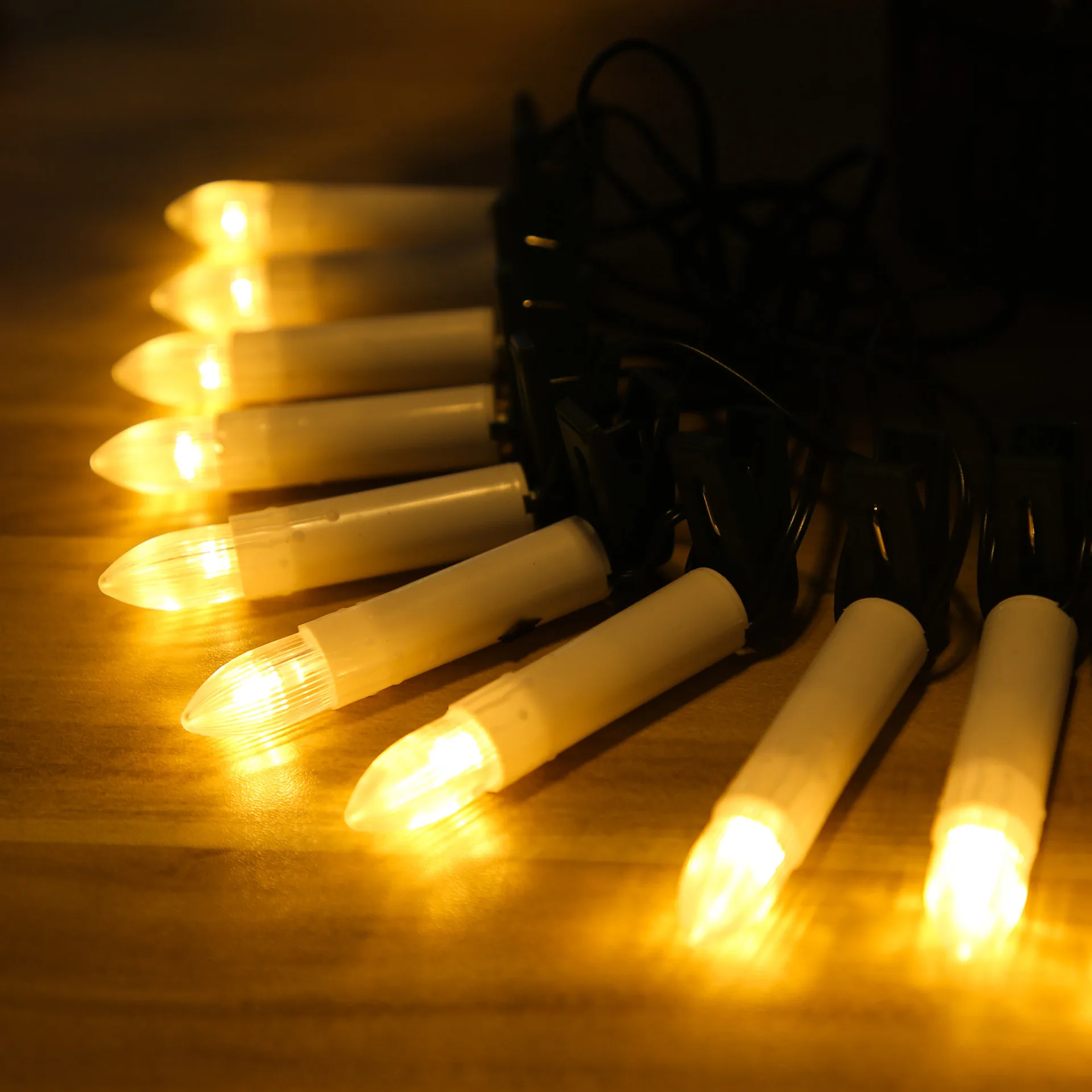 Christmas Candle String Lights 10/20 LEDS For Indoor Outdoor Flameless Candle Lights With Clips Xmas Tree Holiday Decor