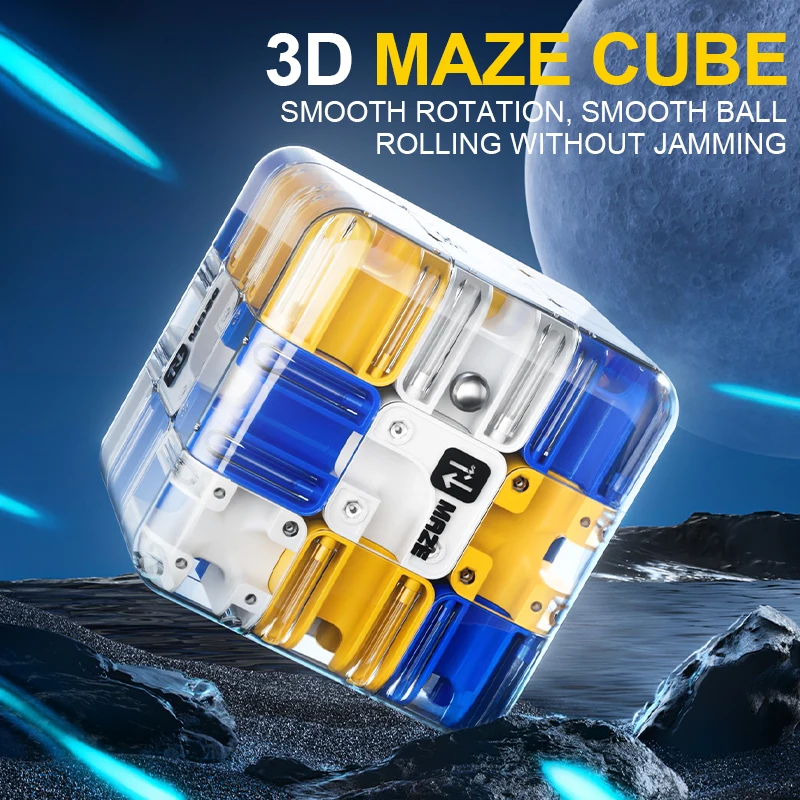 3D Maze Magic Cube Six-sided Transparent Puzzle Speed Cube Cubes Maze Toys For Children's Educational Toys Birthday Party Gift
