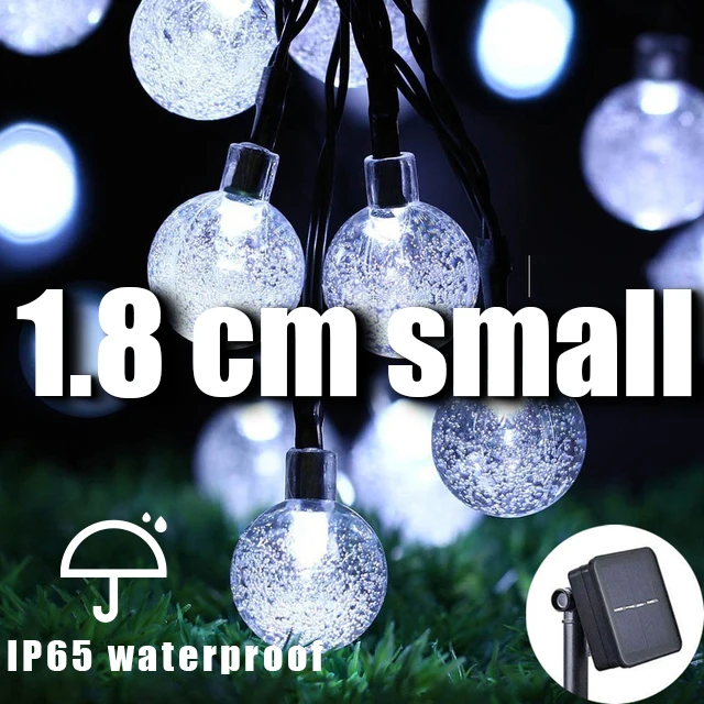 LED Crystal Larger 2.5cm Ball Solar Light Outdoor IP65 Waterproof String Fairy Lamps Solar Garden Christmas Garlands Decoration solar street light Solar Lamps