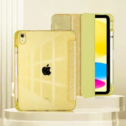 Sparkling Silvery Glitter Tablet Case with Pencil Holder and Smart Cover - Pro 11 M5 M4 (Yellow Glitter)