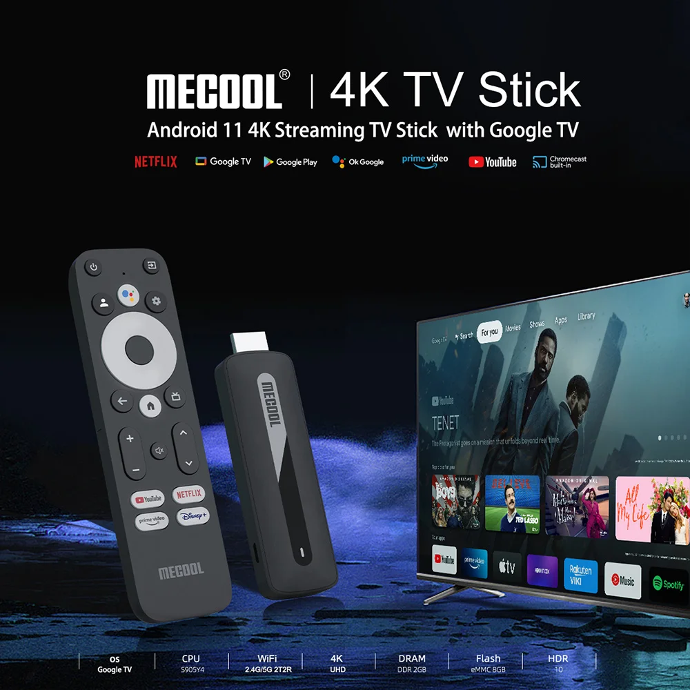 Mecool KD3 TV Stick Amlogic S905Y4 TV Box Android 11 2GB 8GB Netflix Google Certified Voice Support AV1 HDR10 2.4G&5G Wifi BT5.0 best tv sticks