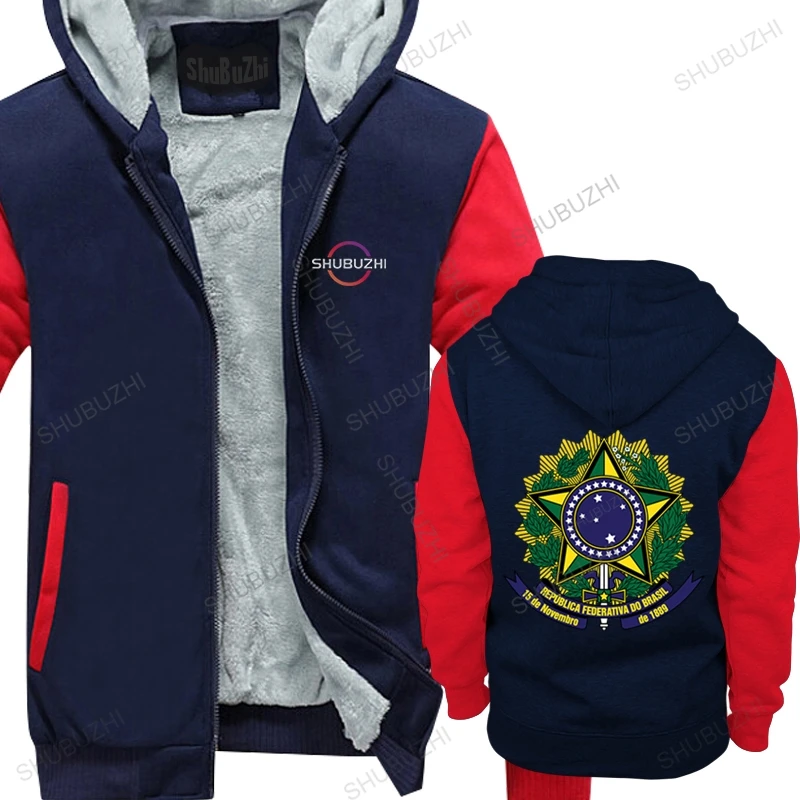 Brasile Coat Of Arms Brasiliano Coat Of Arms Streetwear Coat Zipper Da Uomo Devitente Casual Streetwear Felpa Stampata