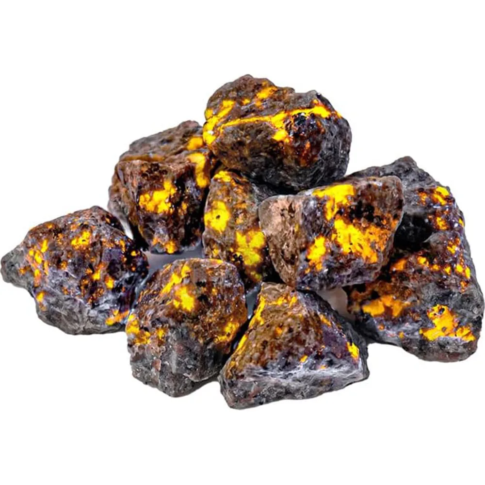 1PC Rough Yooperlite UV Fluorescent Emberlite Glowing Fire Rocks Chunks Stone Flamestone Decor