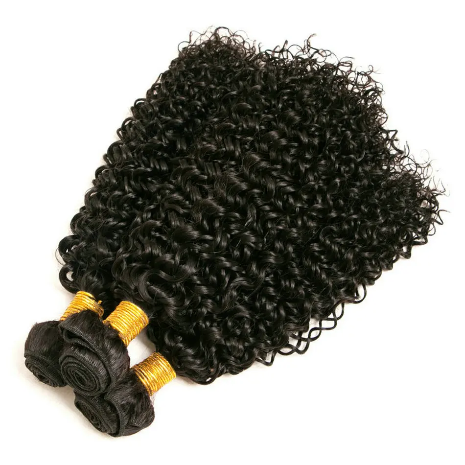 Kinky Curly Human Hair Bundles Indian Hair Curly Weave Extensions 10-30 Inch Double Machine Weft Kinky Bundles Remy