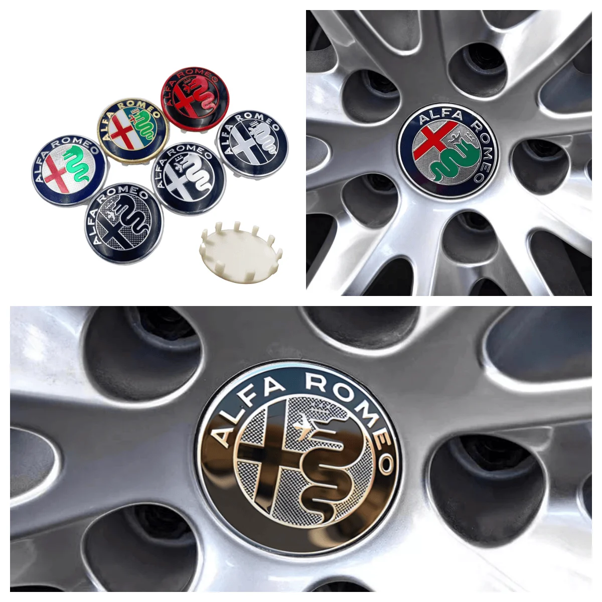 Set of 4 Wheel Center Cap Badges - 60mm 10-Pin Rim Hub Covers with Emblem Design