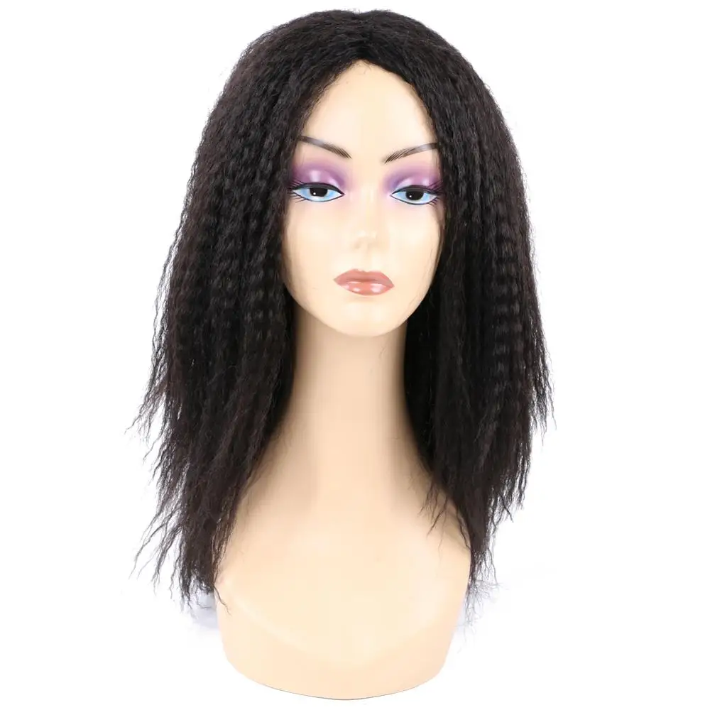 

Kanekalon Hair Ombre Brown Afro Hair Wigs Synthetic Yaki Straight Fluffy Wig For Women Natural Layered Wigs