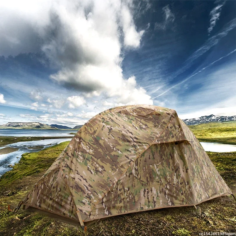 

New Outdoor Single Camouflage Tent Rainproof and Sunproof Thickened Camping Tent Tactical Camouflage Park Tent Camping Equipment