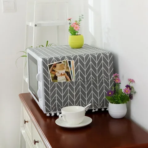 

Microwave Oven Covers for Kitchen with Tassel Dust Protector Storage Bag Home Decor