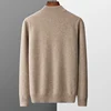 Autumn and Winter New Thickened Half High Neck sweater Men's Clothing Zipper Pullover 100% Merino wool Knitted Jacket Top 6
