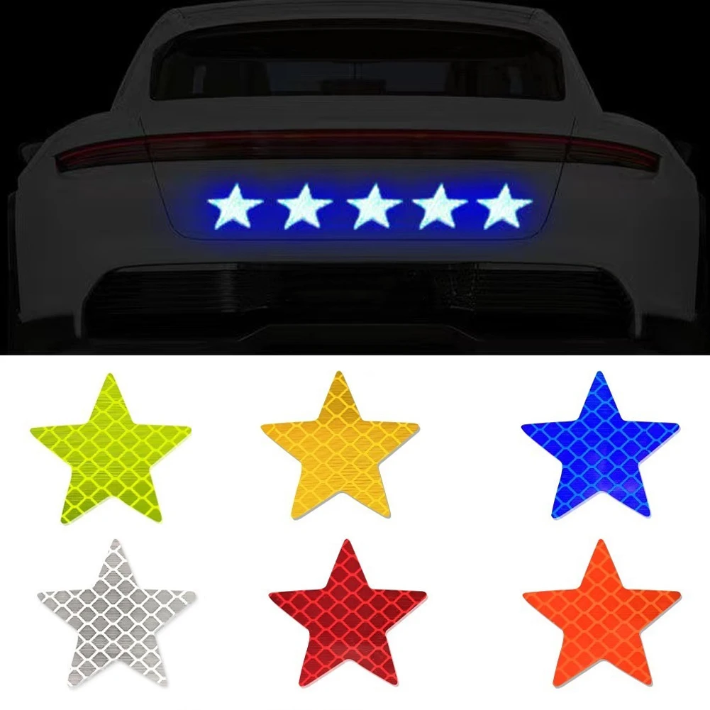 6Pcs Auto Reflektierende Reflektor Aufkleber Self Adhesive Sicherheit  Warnung Auffälligkeit für Lkw Motorrad Anhänger Stern Form