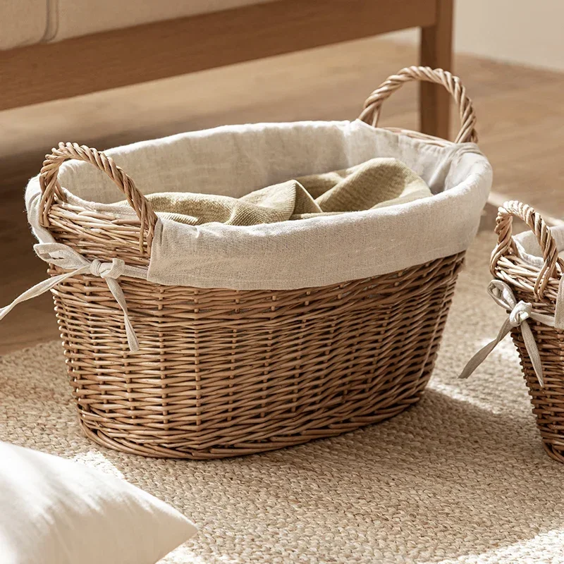 Deluxe Two-Sided Handle Wicker Basket, Willow Weaving Toy Basket, Versatile and Practical Clothes Storage Solution 2