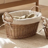 Deluxe Two-Sided Handle Wicker Basket, Willow Weaving Toy Basket, Versatile and Practical Clothes Storage Solution 2