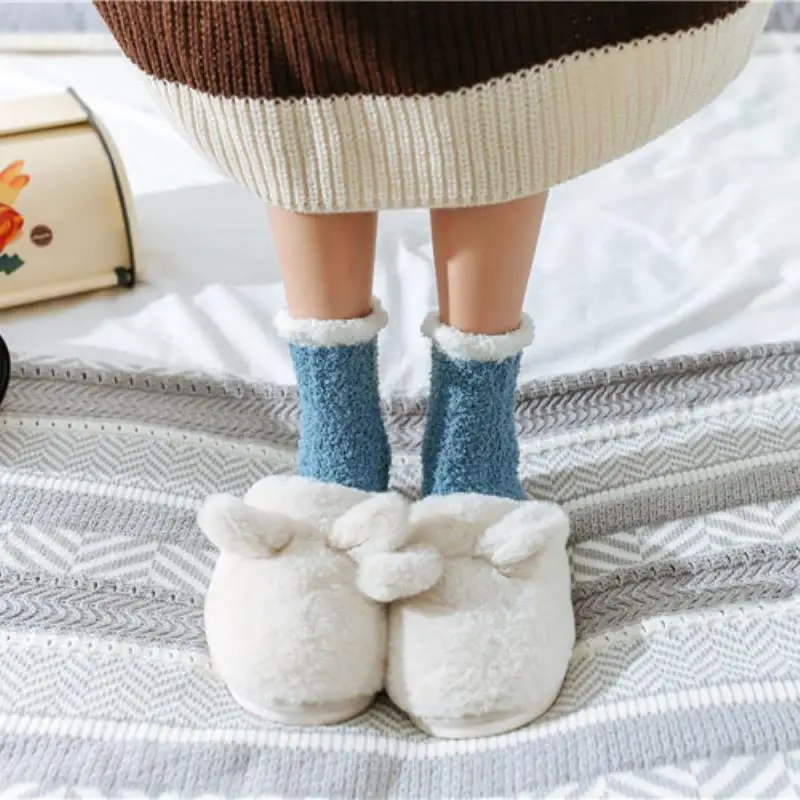 Winter Warmer Women Thicken Thermal Socks Fluffy Long Socks Toe Thick Warm Fur Fleece Home Floor Socks Winter Sleep Socks 3