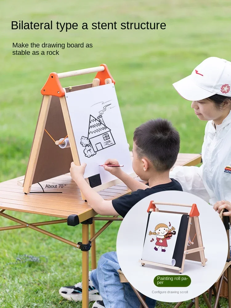 Small natural wooden painting stand tripod display stand children's painting display handicrafts frame sketch board