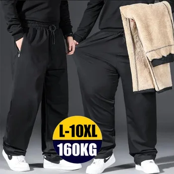 Pantaloni causali invernali oversize 10XL Pantaloni da uomo in peluche ispessito Pantaloni da uomo larghi caldi taglie forti Pantaloni da lavoro all'aperto da uomo 1