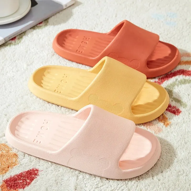 Soft Slippers Couples Home Outdoor Slipper Summer Women Bedroom Thick Bottom Shoes Beach Sandals Men Flip Flops Shower Shoes 2