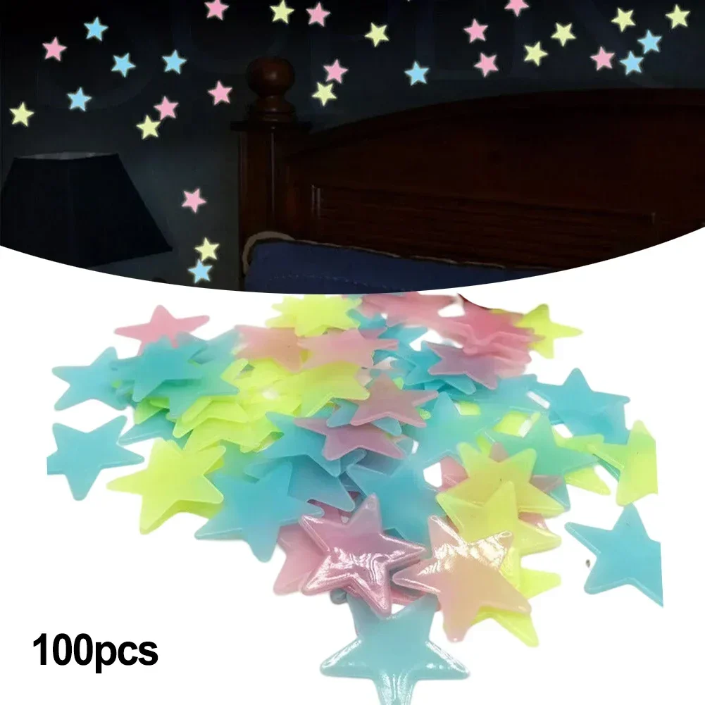 100Pcs Luminous 3D Stars Glow In The Dark Wall Stickers for Kids Baby Bedroom Ceilings Home Decor Fluorescents Star Stickers