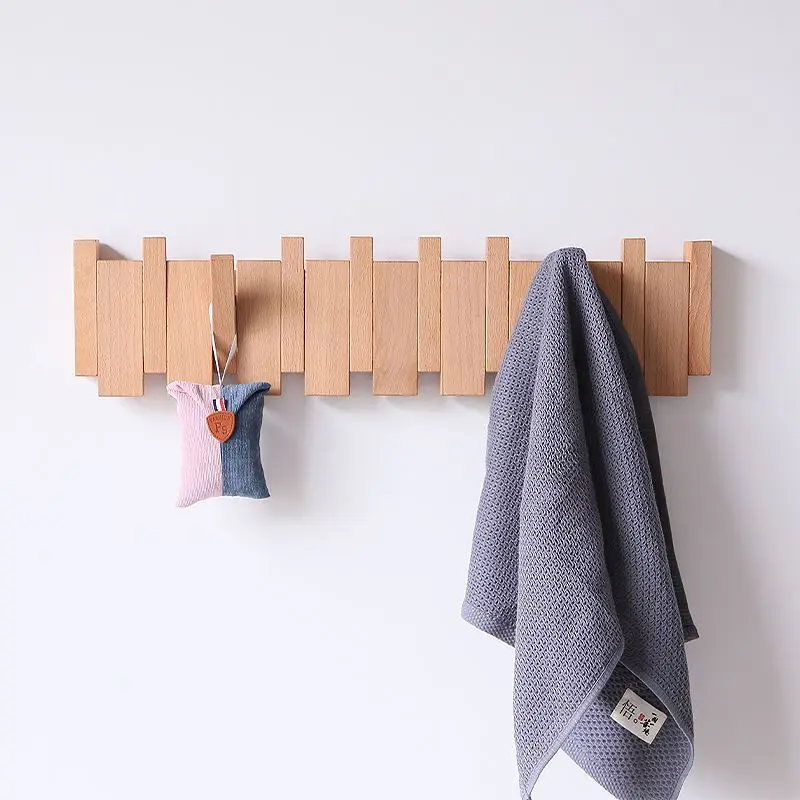 Wall Mounted Coat Rack clothes rack clothes hook Solid Wood for Entrance Door Home Decor