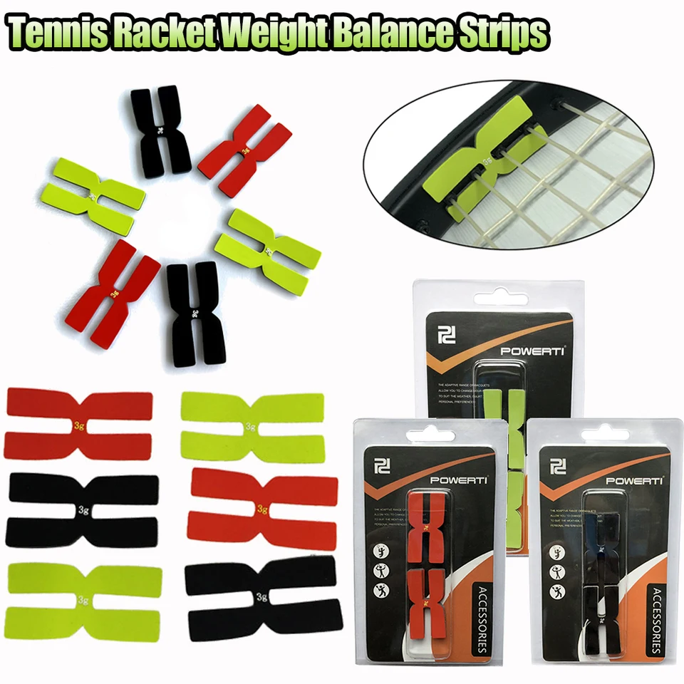 6 Bandes De Lestage H Pour Raquette Tennis – 3g Pièce, Adhésives Silicone Noir