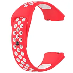 Soft Silicone Sport Band Rubber Watchband Double Color Wristband Bracelet for Watch 3 Active (Red white)
