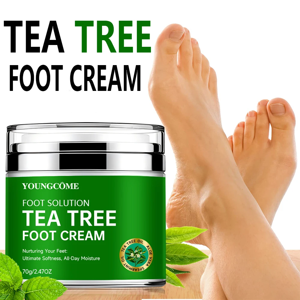Tea Tree Foot Cream moisturizer with aloe vera and tea tree oil to deeply nourish the skin, for dry and rough skin, daily hand