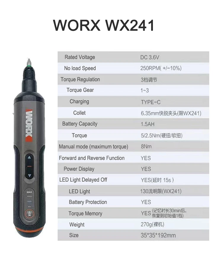 Worx 4 فولت مفك كهربائي صغير مجموعة WX242 WX241 WX...
