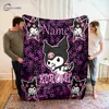 Customized Name Personalized Blanket Sanrio Kuromi Printed Blanket Soft and Comfortable Home Travel Adult and Warm Blanket 4