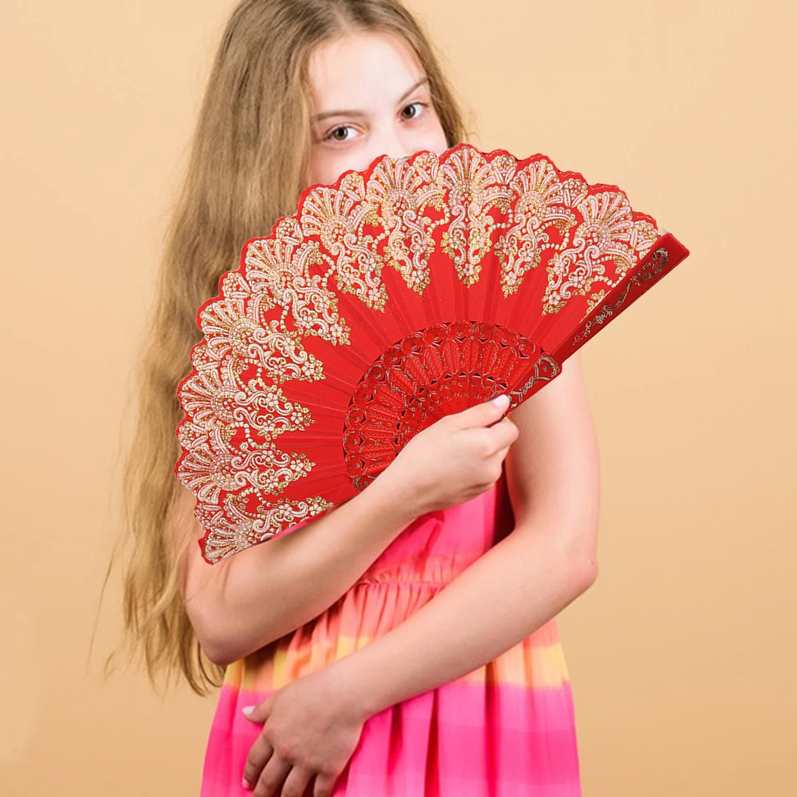 Chinese Style Vintage Silk Folding Hand Fan Japanese Art Crafts Gift Home Decor Dance