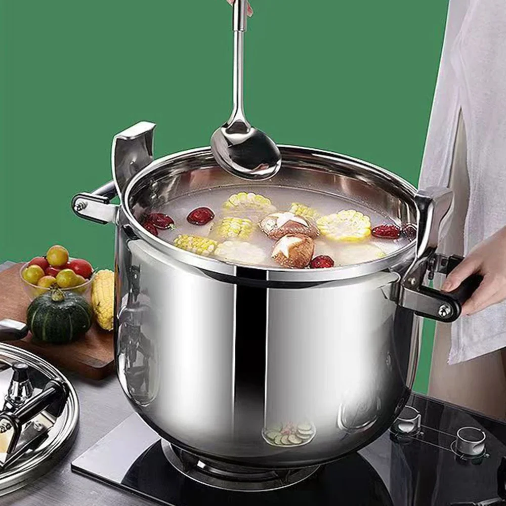 Large Capacity Commercial Pressure Cooker Explosion Proof Soup Pots Thickened Stainless Pressure Canner Kitchen Cookware Pot 5L