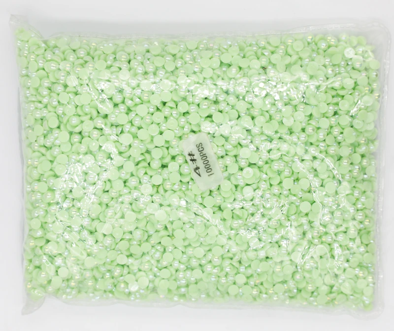 

Bulk Package 2-12mm Jelly Peridot AB Color Flat back ABS round Half Pearl beads, imitation plastic half pearl beads