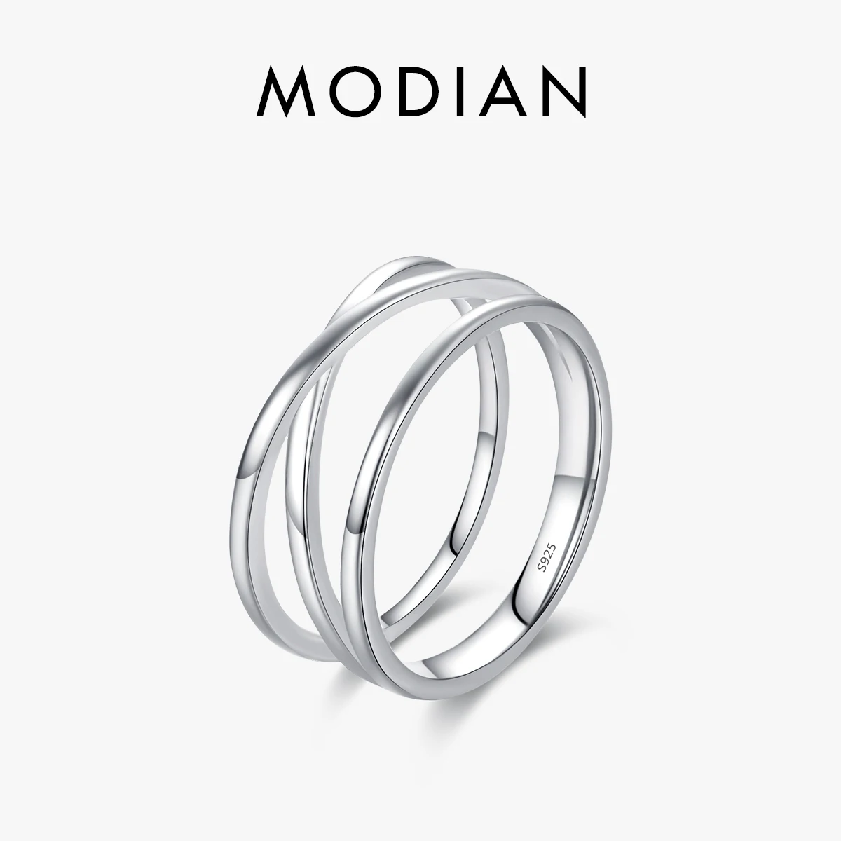 

MODIAN Solid 925 Sterling Silver Minimalism Lines Stackable Finger Ring Classic Party Fine Jewelry For Women Birthday Gifts