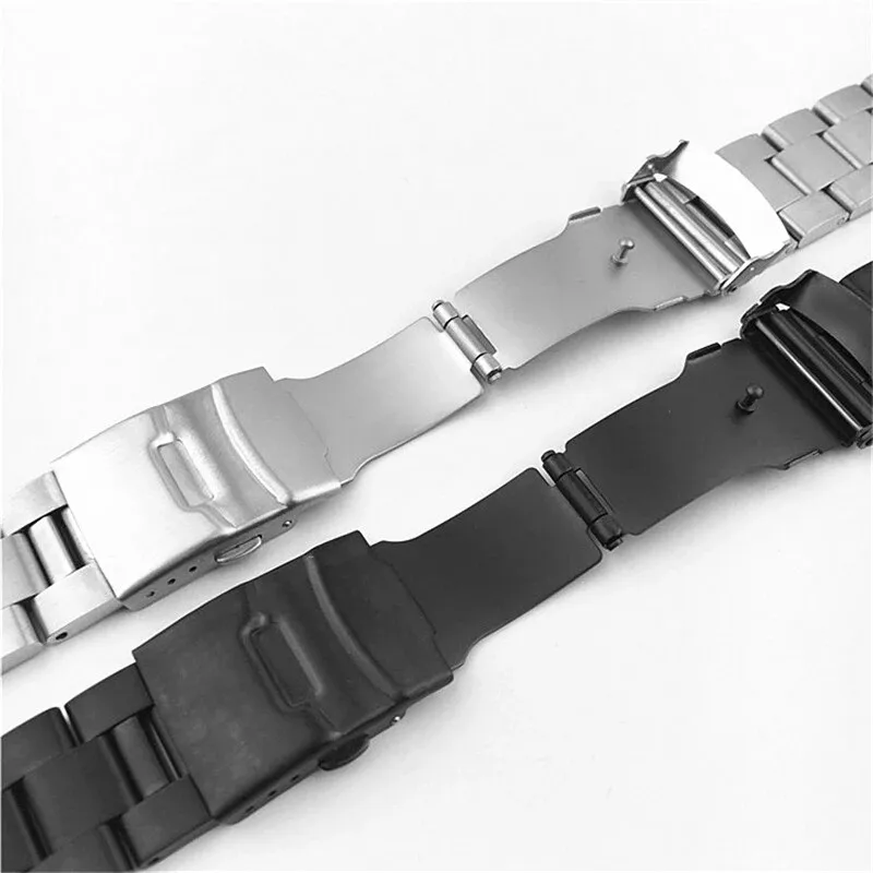 High Quality Solid Stainless Steel Curved End Watch Strap with Folding Safety Buckle and Tool