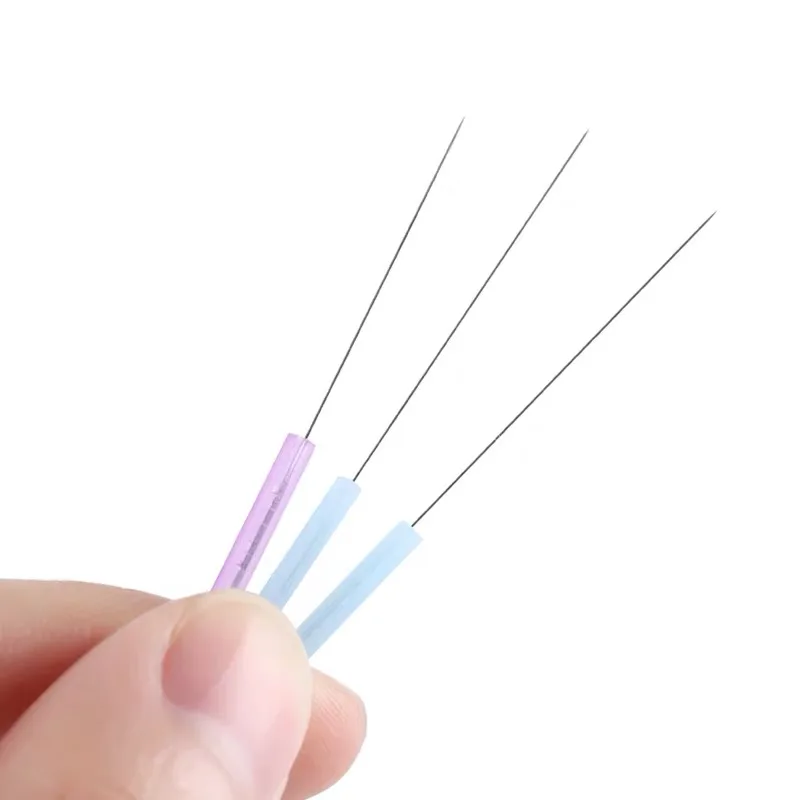 100 pcs Disposable cosmetic acupuncture needle with colorful plastic handle,  facial hand body, Superfine to 0.12  no tube 3