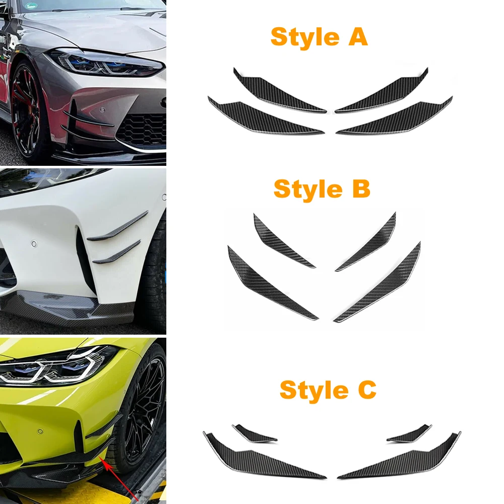 4 Pezzi Vera Fibra Di Carbonio A Secco Paraurti Anteriore Canard Laterali Trim Per Bmw G80 M3 G82 G83 M4 2021 + Car Styling Body Kit