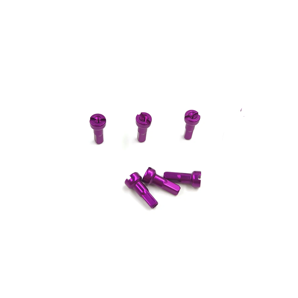 MV Purple FUNNRUNN Bicycle Nipples Head Round MTB Road Bike Spoke Nipple 0.5g Light 14G 2.0 14mm Aluminum Alloy High Strength