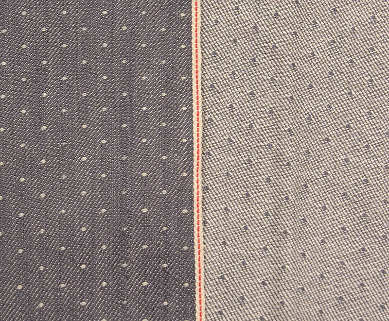 10 oz Grey Selvedge Denim Jacquard Fabric Tiny Spots Denim Dress Material Jean Jacket Cloth By The Yard W183513DY