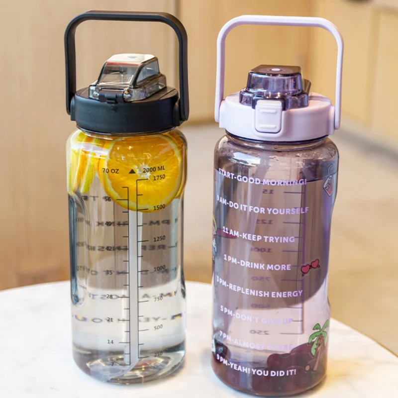 Kawaii Sports Motivational Water Bottle 2l Set Large Capacity Drinking Cup  For Boys And Girls, Ideal For School, Hiking, And Jogging From Stamp2022,  $5.68