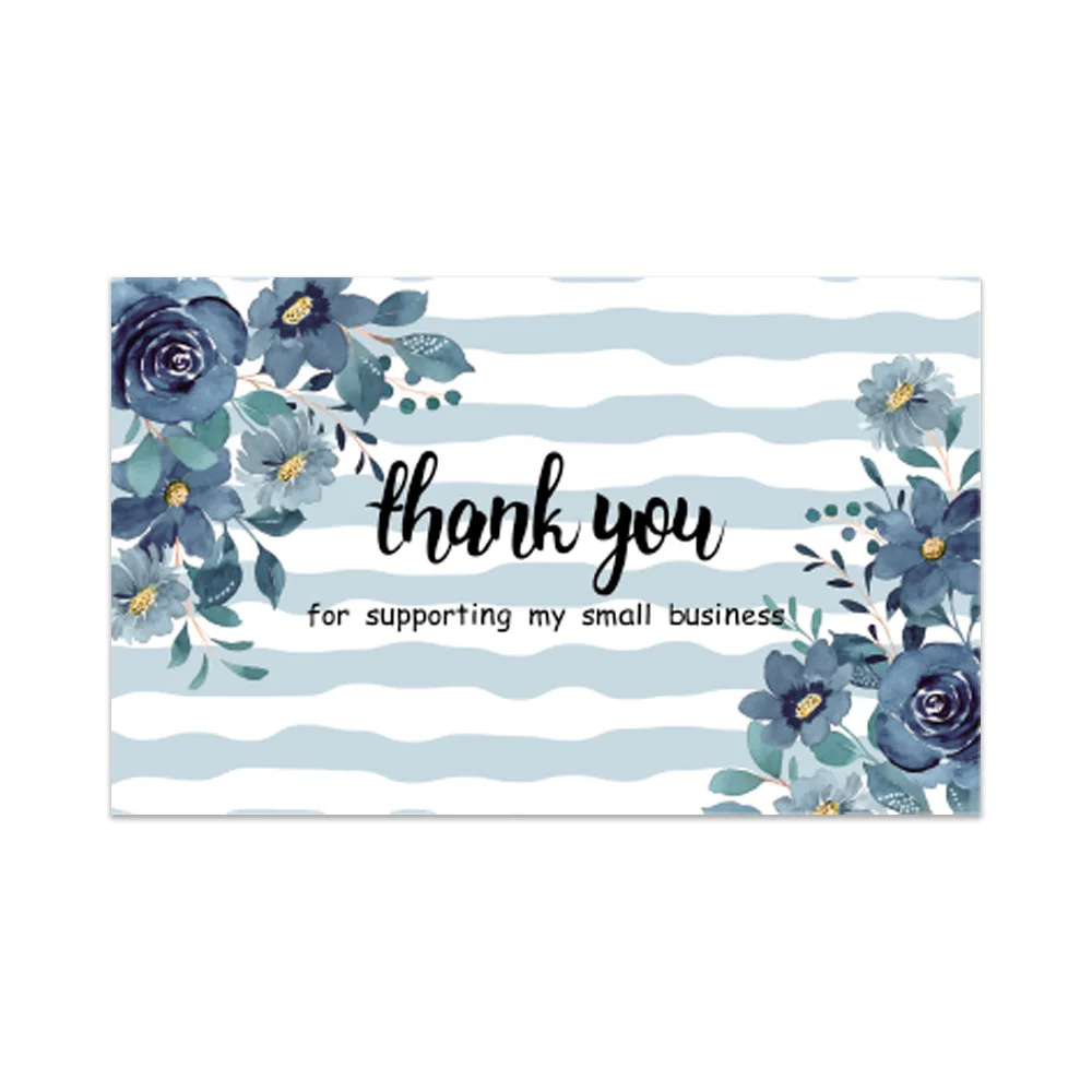 30pcs/Pack Flower Floral Thank You Cards Pink Small Business Card For Bakery Wedding Party Baby Shower Package Insert Mailer Bag