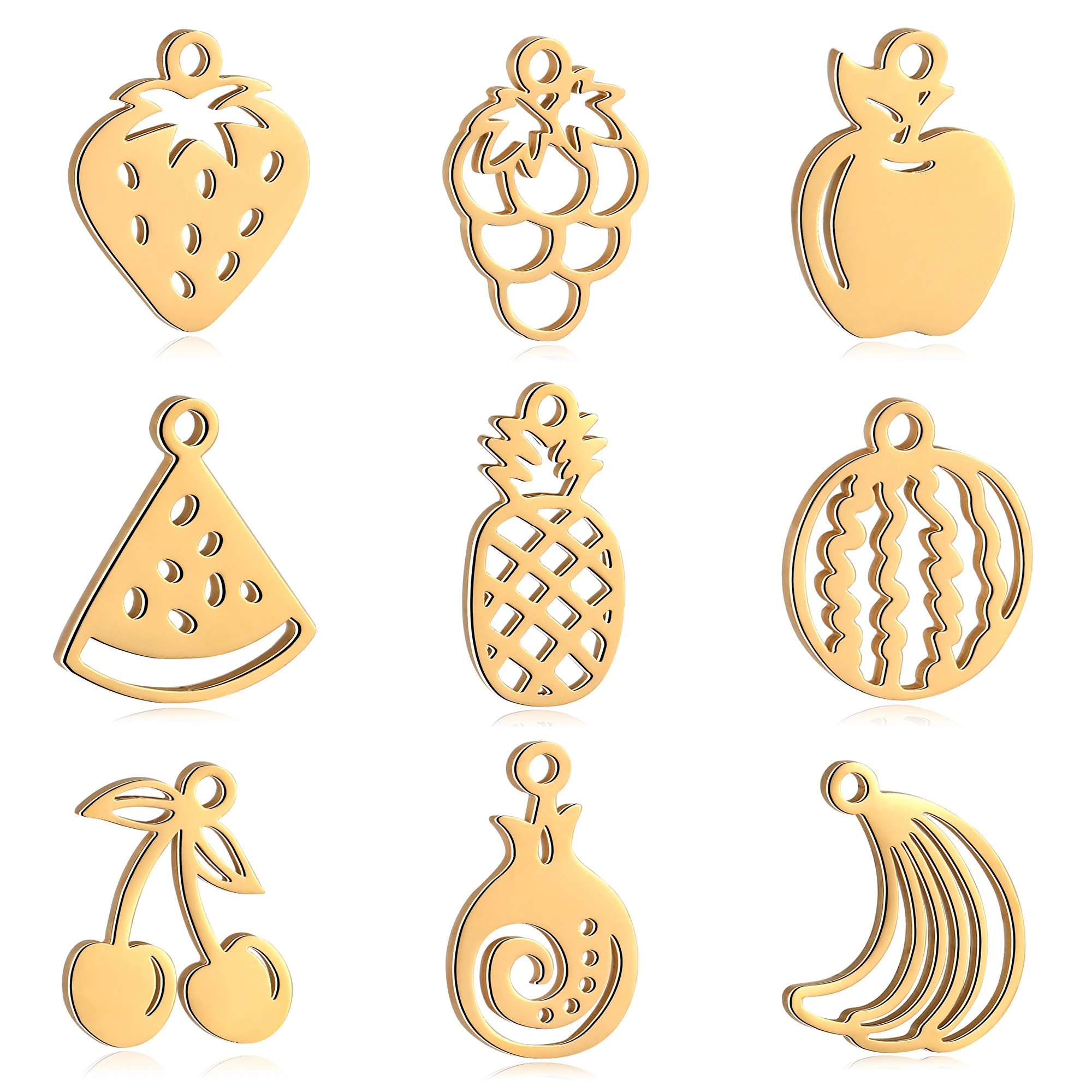 Breloques pomme/fraise/cerise/raisin, 5 pièces, pour la fabrication de bijoux, à la mode, Bracelet, boucle d'oreille, collier, accessoires faits à la main 1