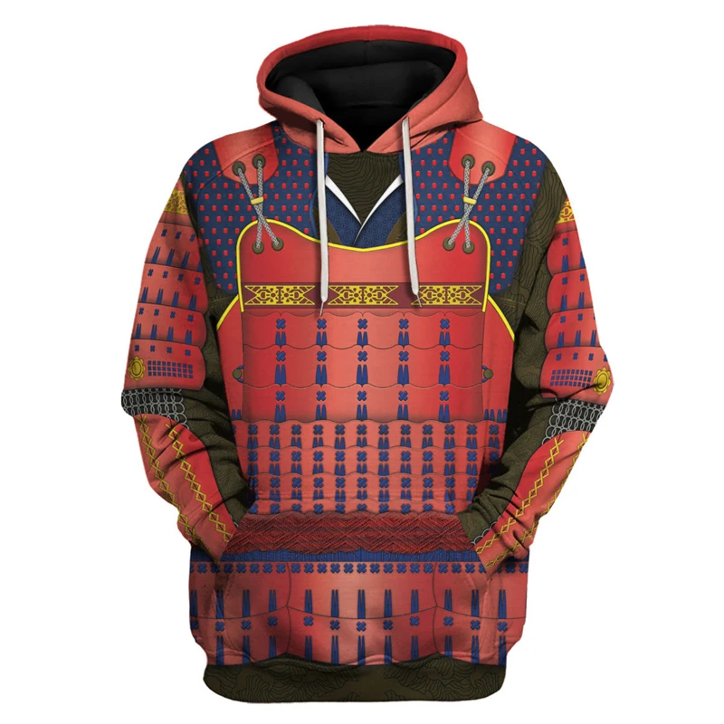 thumbnail image 1 of Sudadera con capucha con estampado 3D de armadura samurái por todas partes para hombre, ropa informal de manga larga, sudadera de alta calidad, ropa superior con capucha, 1 of 5
