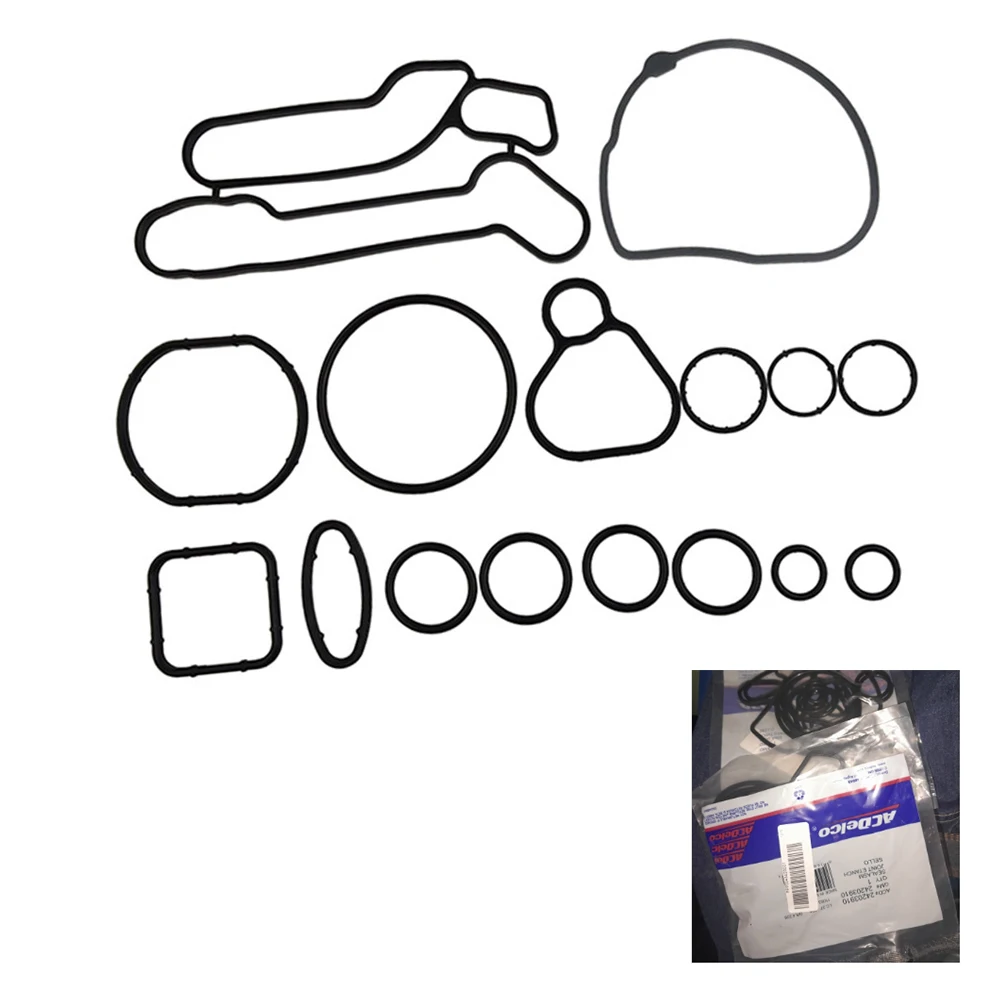 Car Engine Oil Cooler Gaskets For Aveo Aveo5 Cruze Sonic Pontiac Engine Cooling System Gasket Seals 55354071 55571687 15PCS oil cooler gasket