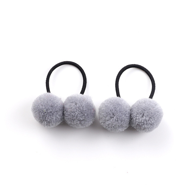 Small Solid Two Fur Ball Hair ring Girls Elastic Rubber Band Hair Bands Cute Hair Accessories Kids Headwear Ornaments