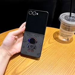 Cartoon Astronaut Leather Shockproof Phone Case - Galaxy Z Flip 8 (BLACK)