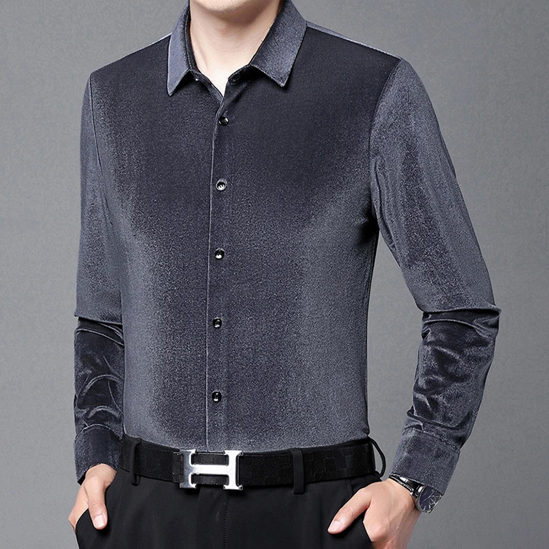 Men's Velvet Long Sleeve Shirt