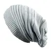 Men and Women Hat Mixed Color Cotton Striped Hip Hop Winter Warm Hat Beanies Knit Long Loose Hat Outdoor Warm Pullover Caps 1